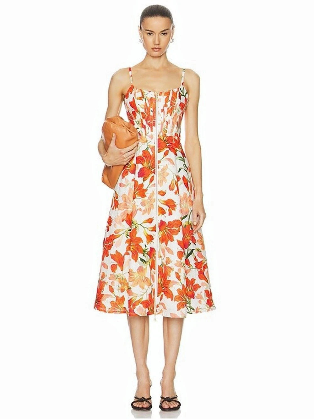 Zimmermann Tranquility Red Lily Zipped Midi Dress